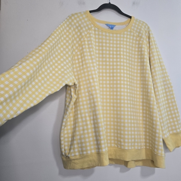 Draper James yellow white Natalie sweatshirt Gingham print Casual Lounge - Picture 5 of 10